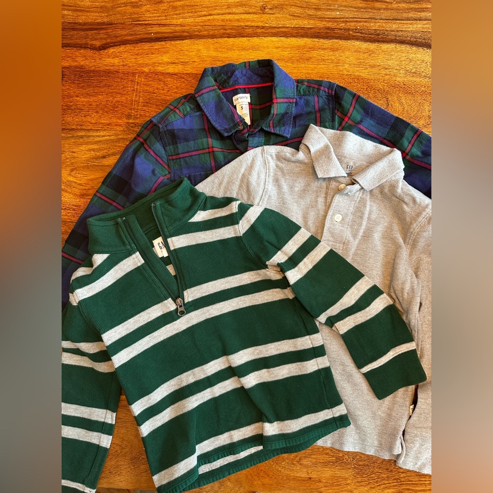 3 Boys size 5 tops, Gap & Carters. Bundle. Lot